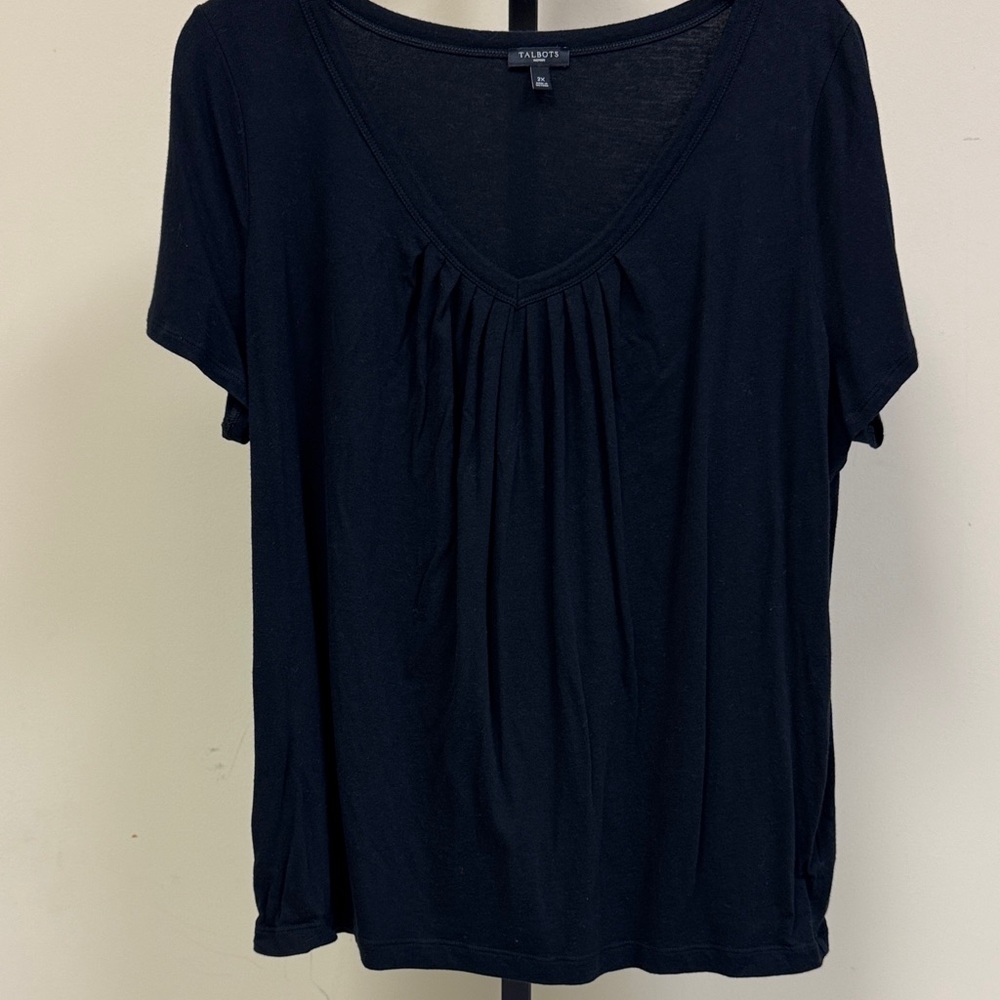 Talbots Black Short Sleeve V-Neck Top